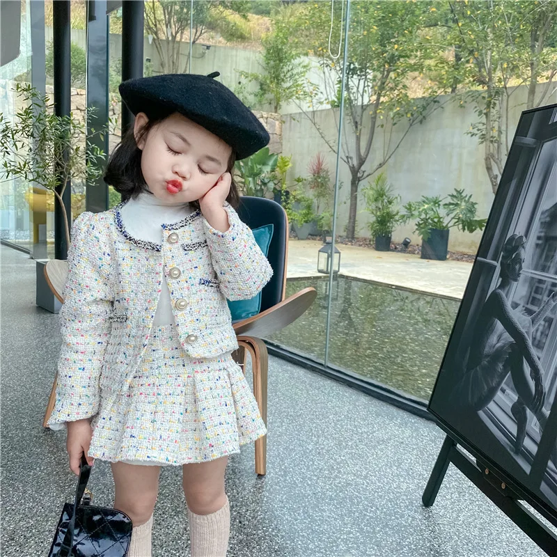 Baby Clothing Boutique - 여자 트위드 세트 의류 가을 어린이