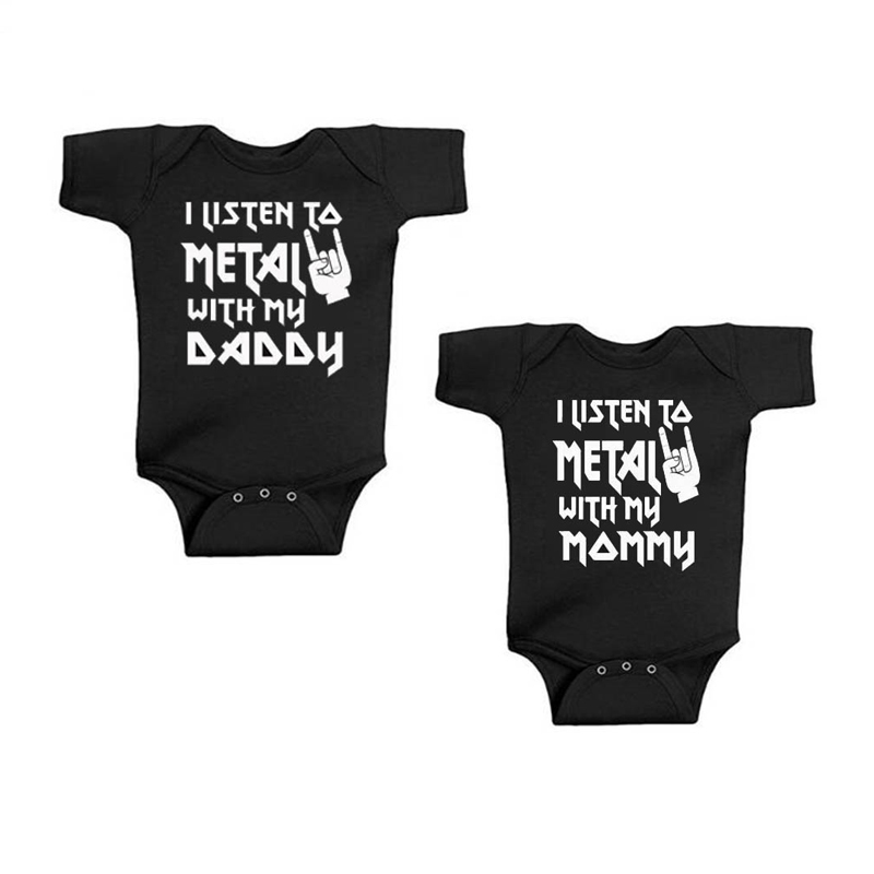 나는 아빠와 엄마와 함께 금속을 듣고 재미있는 신생아  - Baby Clothing Gender Neutral 리뷰 및 가격