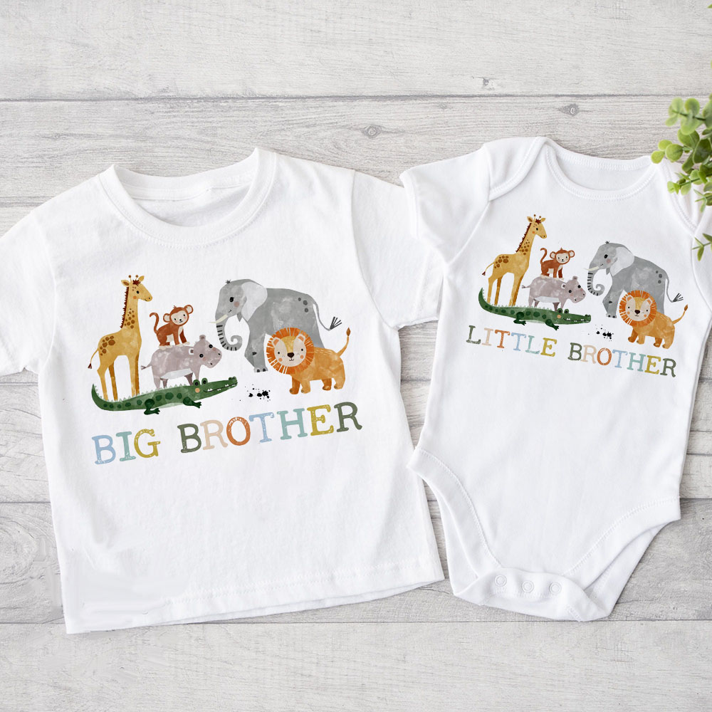 큰 형제 형제 매칭 옷, 사파리 동물 인쇄, 형제 셔츠 - Baby Clothing Crochet 리뷰 및 가격