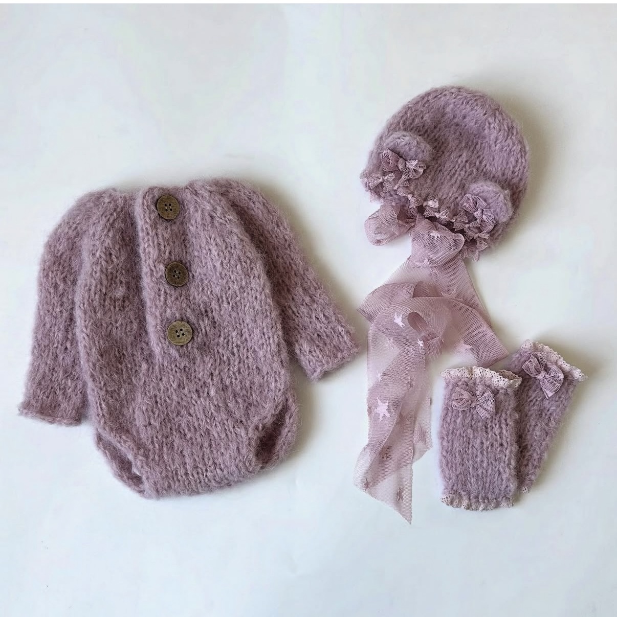 신생아 여아 니트 롬퍼 모자 장갑 세트 보라색 레이스  - Baby Clothing Crochet 리뷰 및 가격